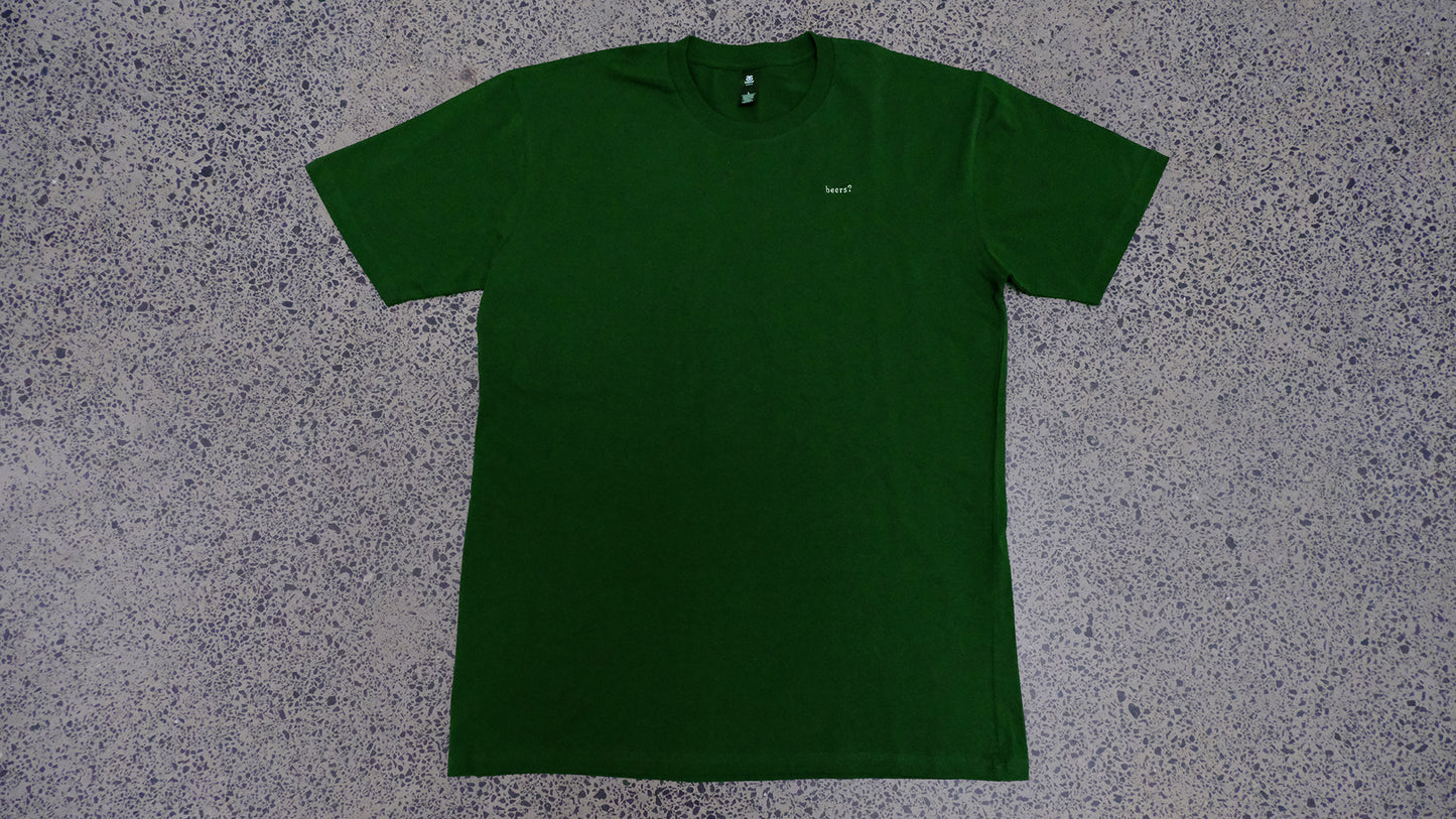 beers? embroidered tee (forest green)