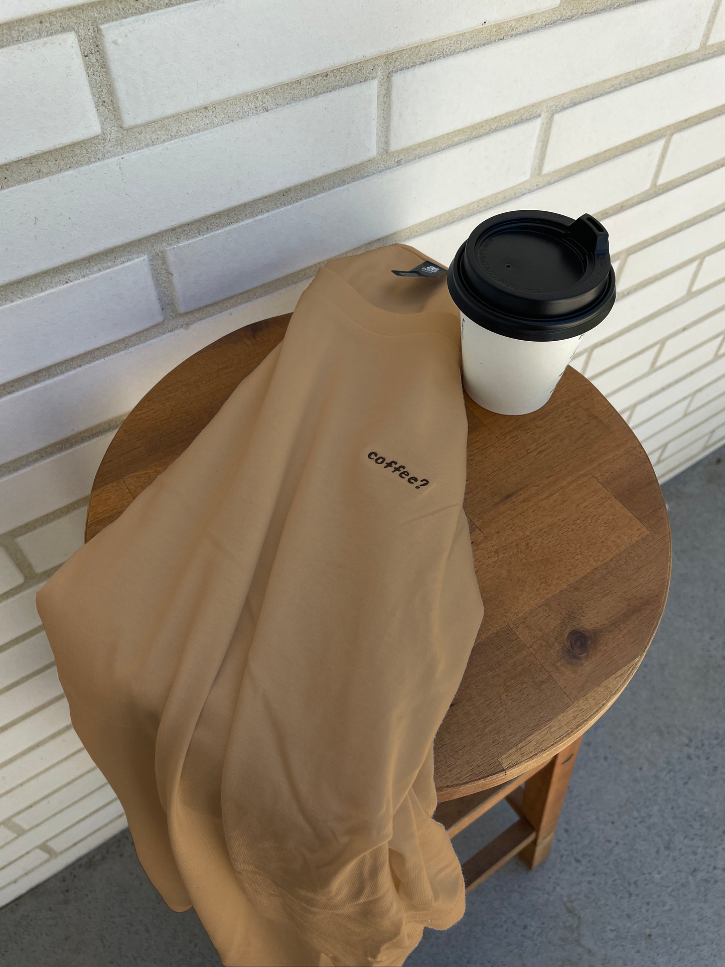coffee? embroidered tee (latte)