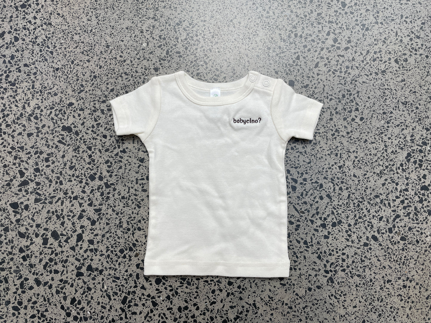 babycino? infant embroidered tee (natural cotton)
