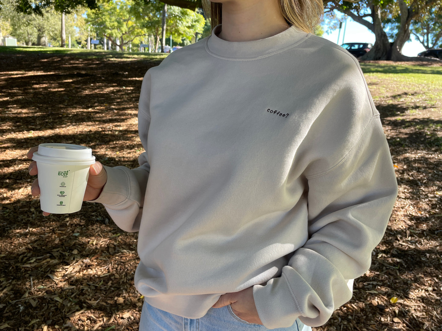 coffee? embroidered jumper