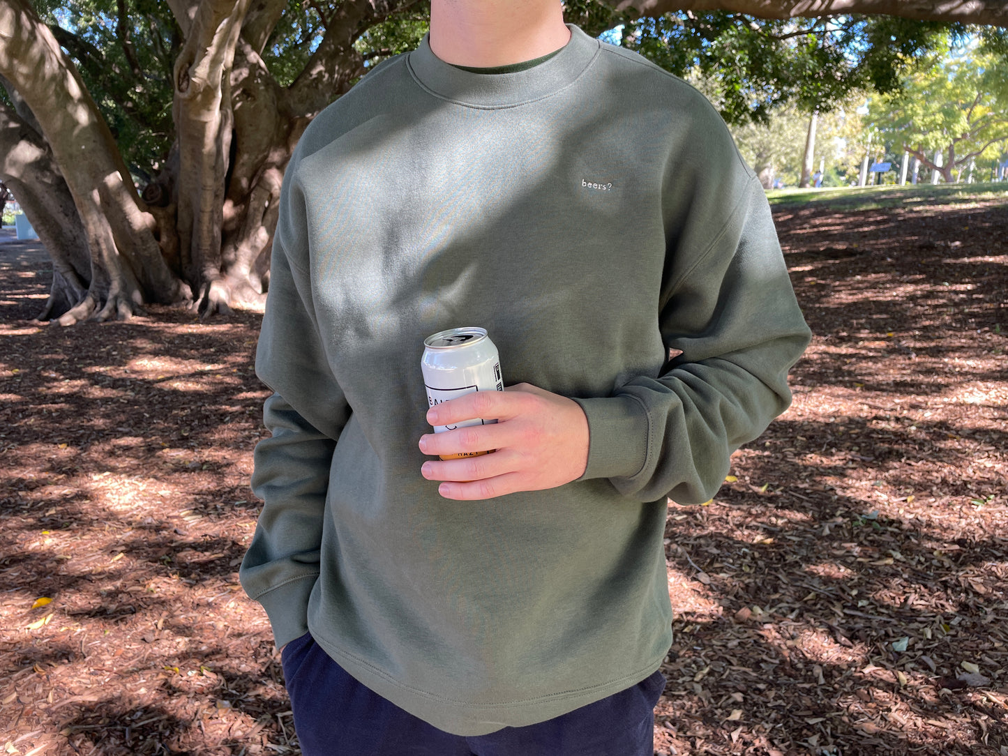 beers? embroidered jumper