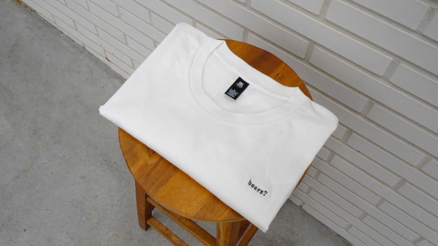 beers? embroidered tee (natural)
