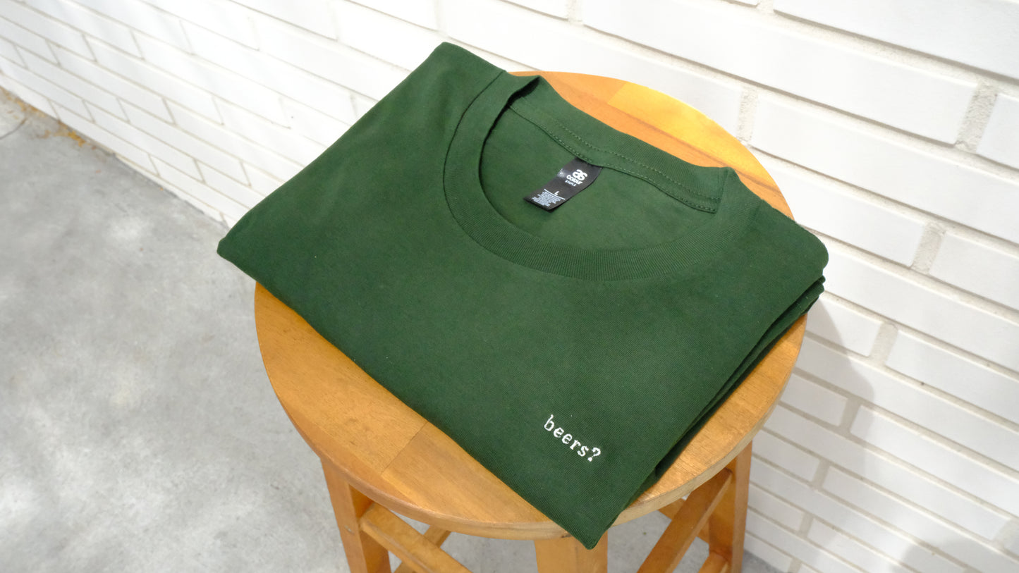 beers? embroidered tee (forest green)