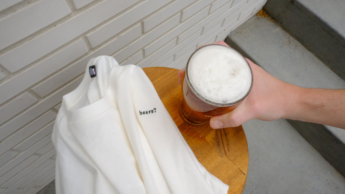 beers? embroidered tee (natural)