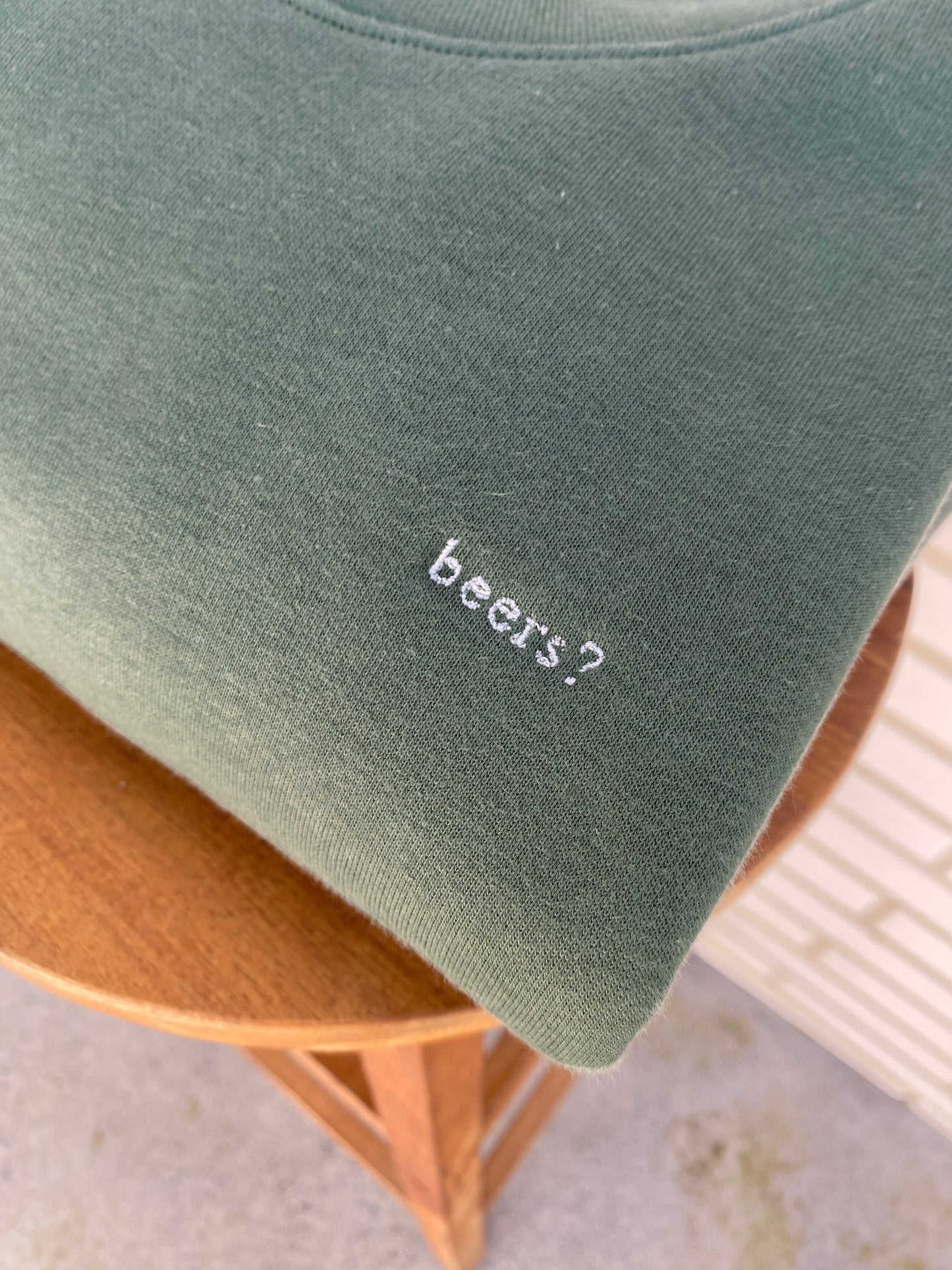 beers? embroidered jumper