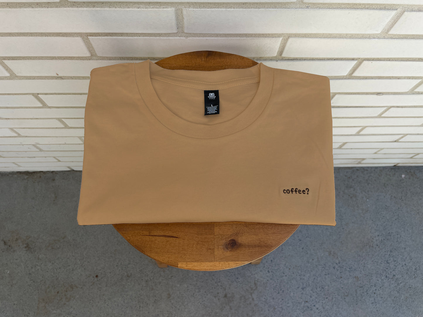 coffee? embroidered tee (latte)