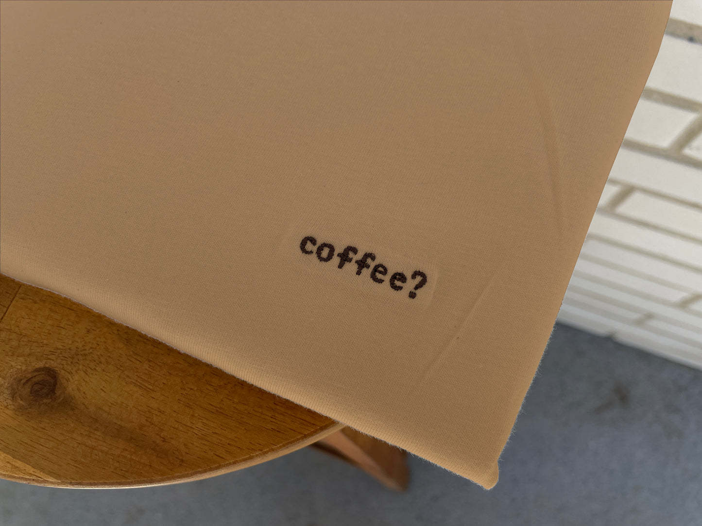 coffee? embroidered tee (latte)