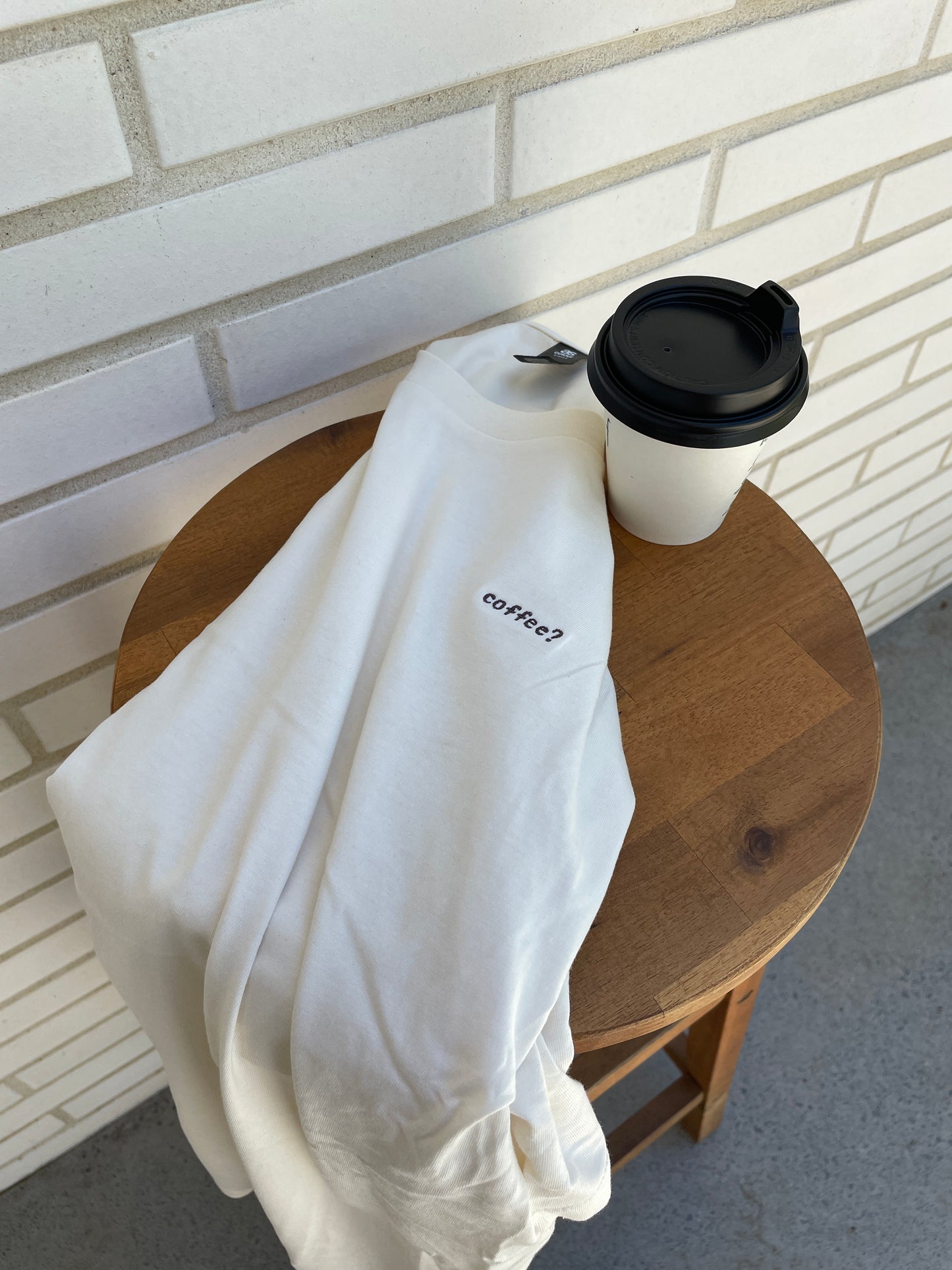 coffee? embroidered tee (crema)